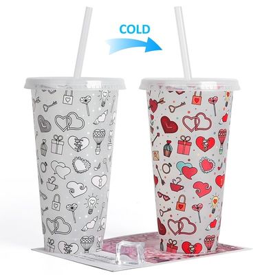 MUGS 24OZ BPA δωρεάν πλαστικό αναψυκτικό tumbler με αλλαγή χρώματος φλιτζάνια κάλυμμα και άχυρο