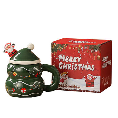 Κεραμικό κορίτσι Χριστούγεννα δώρο κουτί Snowman Santa Design γάλα καφέ κούπα κύπελλο με κουτάλι