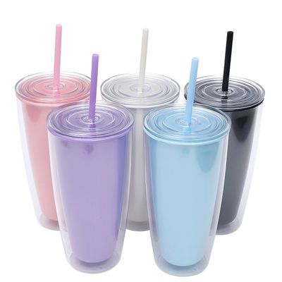 750 ml χωρητικότητα Διαφανή πλαστικά φλιτζάνια με κάλυμμα και άχυρο για παιδιά επαναχρησιμοποιήσιμη tumbler