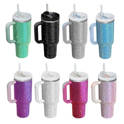 40oz Ράινστεον Πλαστ Tumbler Κύπελλο με Κουμπί και Φέτα Διπλό Τείχος Κατασκευή
