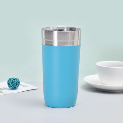 16 oz Ατσάλινο διπλό τοίχωμα ταξιδιωτικό κύπελλο κενού με αποθεματισμένο καπάκι και προσαρμοσμένο λογότυπο
