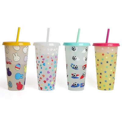 MUGS 24OZ BPA δωρεάν πλαστικό αναψυκτικό tumbler με αλλαγή χρώματος φλιτζάνια κάλυμμα και άχυρο