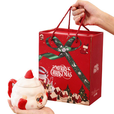 Χριστούγεννα Καφέ Κούπες Custom Santa Cartoon Κεραμική Κούπα με Κεπάκι κουτάλι δώρο Set