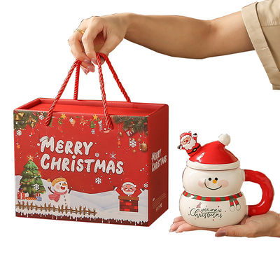 Κεραμικό κορίτσι Χριστούγεννα δώρο κουτί Snowman Santa Design γάλα καφέ κούπα κύπελλο με κουτάλι