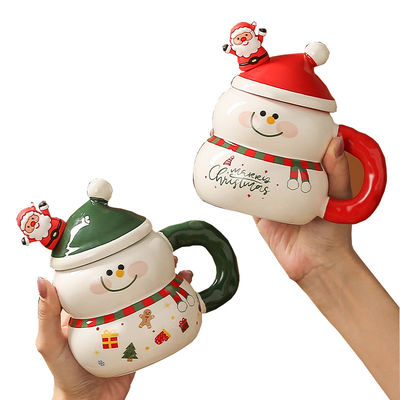 Κεραμικό κορίτσι Χριστούγεννα δώρο κουτί Snowman Santa Design γάλα καφέ κούπα κύπελλο με κουτάλι