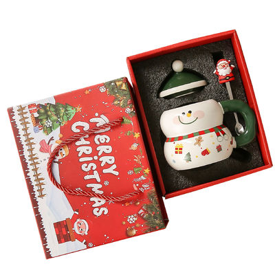Κεραμικό κορίτσι Χριστούγεννα δώρο κουτί Snowman Santa Design γάλα καφέ κούπα κύπελλο με κουτάλι