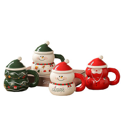Κεραμικό κορίτσι Χριστούγεννα δώρο κουτί Snowman Santa Design γάλα καφέ κούπα κύπελλο με κουτάλι
