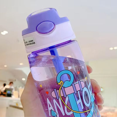 16OZ Παιδιά Γλυκό Φορητό Αδιάβροχο Καθαρό Πίσιμο πλαστικό μπουκάλι νερού με καλαμάκι Custom Logo