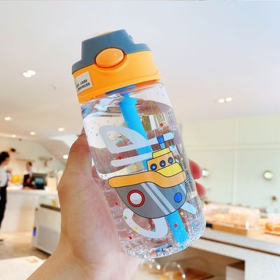 16oz Φοιτητής Γλυκιά φορητή αδιάβροχο πλαστικό μπουκάλι νερού με άχυρο και PP σιλικόνη