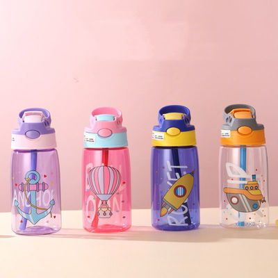 480ml Παιδιά Γλυκό Φορητό Αδιάβροχο Καθαρό Πίσιμο πλαστικό μπουκάλι νερού με άχυρο