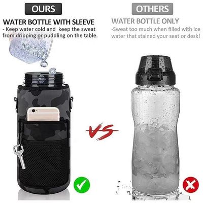 64oz Μισό γαλόνι μπουκάλι νερού Αντι-διάβρωση Επιστρώσεις χρονοδιακόπτης και προστατευτικό μανίκι