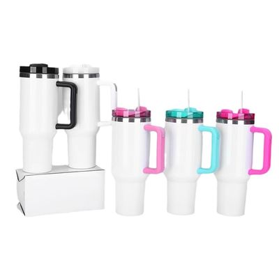 ΧΡΗΣΗ 40oz Tumbler με κάλυμμα από άχυρο και λαβή από ανοξείδωτο χάλυβα επαναχρησιμοποιήσιμο Tumbler για πολύχρωμα ποτήρια αυτοκινήτων