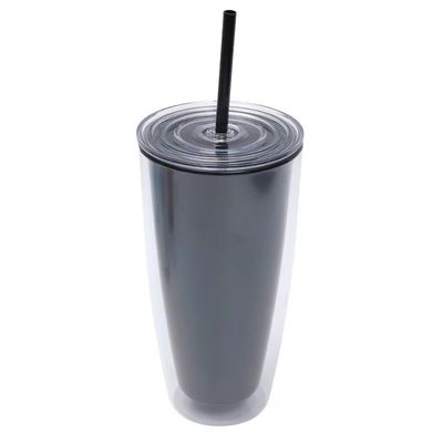 Εφαρμόζεται σε ενήλικες 24oz BPA δωρεάν διπλό τοίχωμα πλαστικό tumbler με άχυρο και κάλυμμα