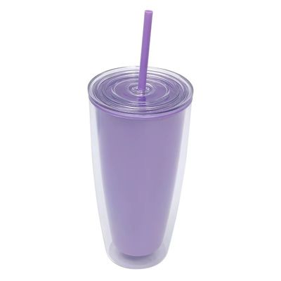 Εφαρμόζεται σε ενήλικες 24oz BPA δωρεάν διπλό τοίχωμα πλαστικό tumbler με άχυρο και κάλυμμα