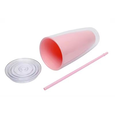 Εφαρμόζεται σε ενήλικες 24oz BPA δωρεάν διπλό τοίχωμα πλαστικό tumbler με άχυρο και κάλυμμα