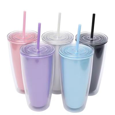 Προσαρμοσμένο λογότυπο 24oz Διπλό τοίχωμα Διαφανές πλαστικό Tumbler για ενήλικες Καμία θερμική μόνωση