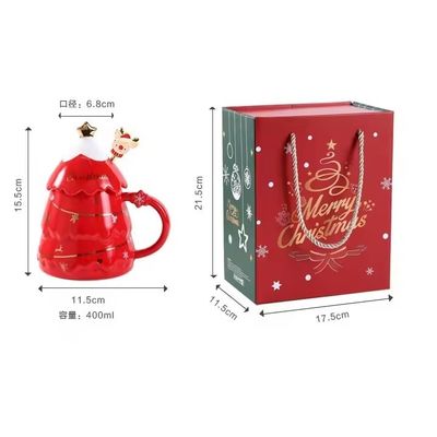 400ml 500ml Κεραμική Κούπα Καφέ Γραφείο Κούπα Τσαγιού Σετ με Κεπάκι και κουτάλι Χριστούγεννα δώρο