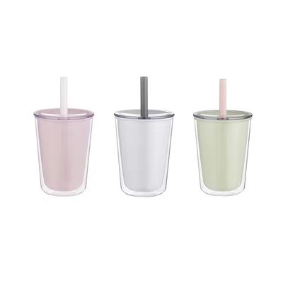 720ml χωρητικότητα διπλής τοιχώματος πλαστικό μπουκάλι νερού με άχυρο μεγάλης χωρητικότητας ποτήρι ποτών