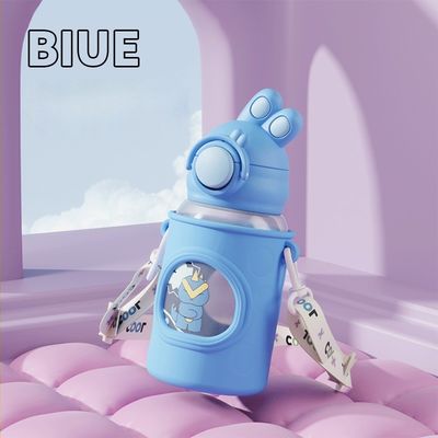 680 ml Cartoon Straw Silicone Leather Cover Vacuum Isolated Water Bottle Για παιδιά Παιδιά