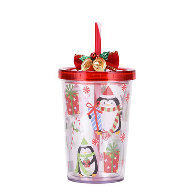 10oz διπλό στρώμα πλαστικό BPA δωρεάν Straw ποτήρι πόσιμου νερού με χαριτωμένο στυλ σχεδιασμού
