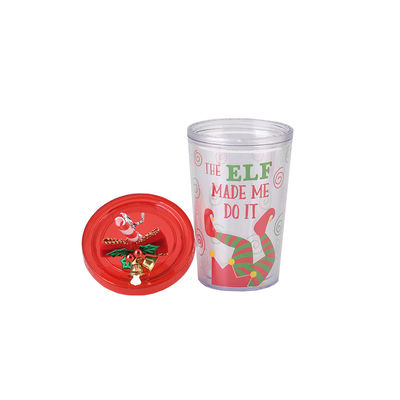 10oz διπλό στρώμα πλαστικό BPA δωρεάν Straw ποτήρι πόσιμου νερού με χαριτωμένο στυλ σχεδιασμού