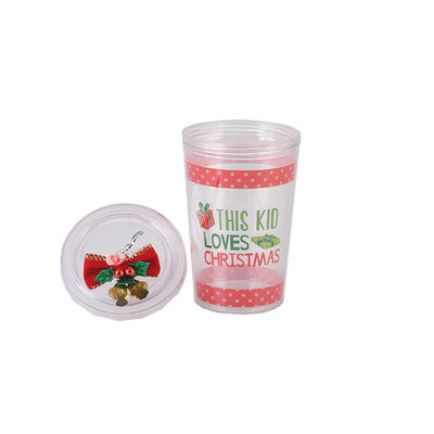 10oz διπλό στρώμα πλαστικό BPA δωρεάν Straw ποτήρι πόσιμου νερού με χαριτωμένο στυλ σχεδιασμού