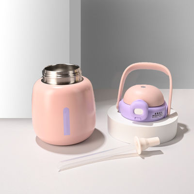Λευκό μπουκάλι μονωμένα tumblers για γυναίκες 450ml διπλό τοίχωμα Cute Cartoon παιδιά φορητό