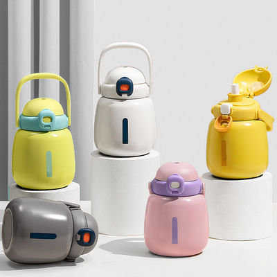 Λευκό μπουκάλι μονωμένα tumblers για γυναίκες 450ml διπλό τοίχωμα Cute Cartoon παιδιά φορητό