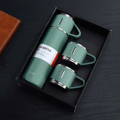 500 ml προσαρμοσμένο σετ εταιρικών δώρων με φιάλη νερού από ανοξείδωτο χάλυβα και καπάκια