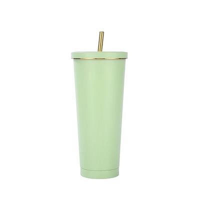 Χρωματισμένο 500ml 750ml Δύο τοίχοι ατσάλινο κενό ποτήρι με καλαμάκι μονωμένο καφέ tumbler