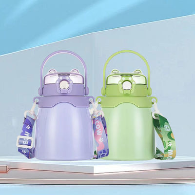 Εξωτερικό στυλ Custom Double Wall Vacuum Flask Ατσάλινο μπουκάλι νερού με άχυρο