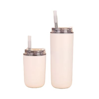 500 ml Custom Logo Double Wall 304 Ατσάλινο Κύπελλο Κούφας Κούφας Καφέ Με Κάλαμο