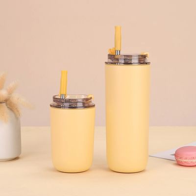 280ML 500ML Ατσάλινο Κούπα Καφέ Κούπα με Μεταλλικό Αχυρό Αειφόρο Κούπα Ταξιδιού