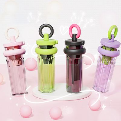 700 ml Μεγάλη χωρητικότητα Custom Logo Διαφανές πλαστικό μπουκάλι με άχυρο για ταξίδια