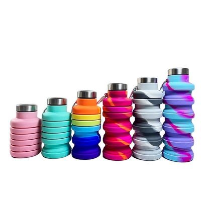 Σύγχρονο Στυλ Σχεδιασμού 500ml BPA δωρεάν διπλώσιμο μπουκάλι νερού σε σιλικόνη για εξωτερικά σπορ