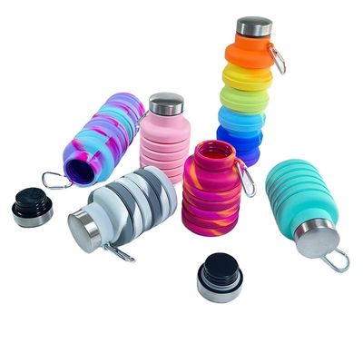 Σύγχρονο Στυλ Σχεδιασμού 500ml BPA δωρεάν διπλώσιμο μπουκάλι νερού σε σιλικόνη για εξωτερικά σπορ