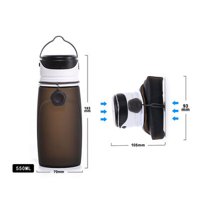 550ML Bpa Δωρεάν Διαυγές Υπερίγραμμα Δυνατό να αναδιπλωθεί γυμναστήριο Αθλητισμός Παιδιά Σιλικόνιο μπουκάλι νερού με φως LED για ενήλικες