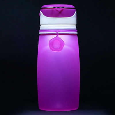 550ML Bpa Δωρεάν Διαυγές Υπερίγραμμα Δυνατό να αναδιπλωθεί γυμναστήριο Αθλητισμός Παιδιά Σιλικόνιο μπουκάλι νερού με φως LED για ενήλικες