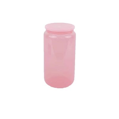 Γυάλινο μπουκάλι 16oz πολύχρωμο μοντέρνο φορητό σχήμα για δωρεάν νερό φρούτων