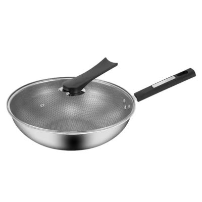32 εκατοστά 34 εκατοστά ανθεκτικό Wok Pot με γυάλινο καπάκι από αντιβακτηριακό ανοξείδωτο χάλυβα 304