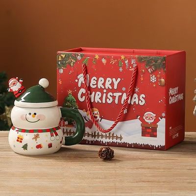 1 κομμάτι εγγύηση κεραμική Santa Mug Χριστουγεννιάτικο φλιτζάνι με προσαρμοσμένο σχεδιασμό λογότυπο και κουτάλι