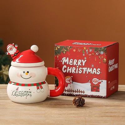 1 κομμάτι εγγύηση κεραμική Santa Mug Χριστουγεννιάτικο φλιτζάνι με προσαρμοσμένο σχεδιασμό λογότυπο και κουτάλι