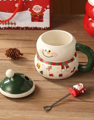 1 κομμάτι εγγύηση κεραμική Santa Mug Χριστουγεννιάτικο φλιτζάνι με προσαρμοσμένο σχεδιασμό λογότυπο και κουτάλι