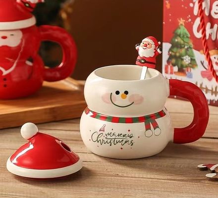 1 κομμάτι εγγύηση κεραμική Santa Mug Χριστουγεννιάτικο φλιτζάνι με προσαρμοσμένο σχεδιασμό λογότυπο και κουτάλι