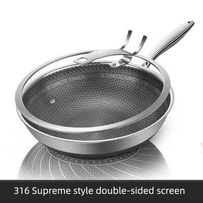 Χάλυβα από ανοξείδωτο χάλυβα Custom Honeycomb Frying Wok με ανθεκτική επικάλυψη και διαφανές καπάκι