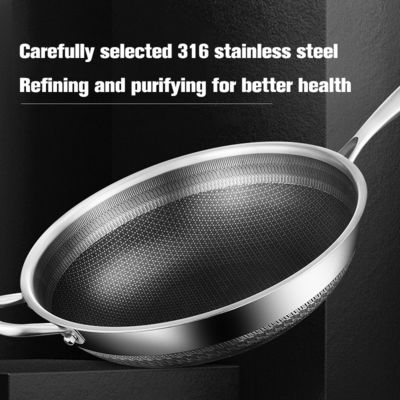 Αειφόρος 316 από ανοξείδωτο χάλυβα Wok 32cm 34cm Διπλό πλάτος Screen Honeycomb Cookware