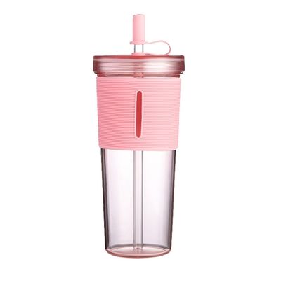 Εκδρομική κατασκήνωση Custom Logo Double Wall Milk Tea Straws Cup 700ml με σιλικόνιο