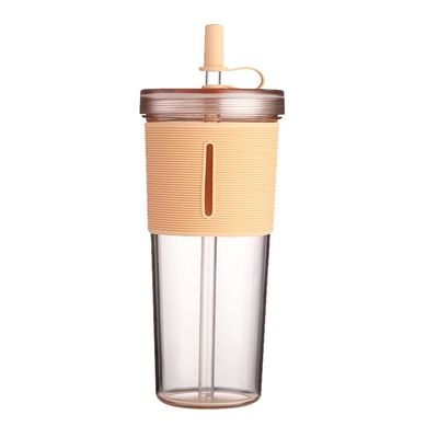 Εκδρομική κατασκήνωση Custom Logo Double Wall Milk Tea Straws Cup 700ml με σιλικόνιο