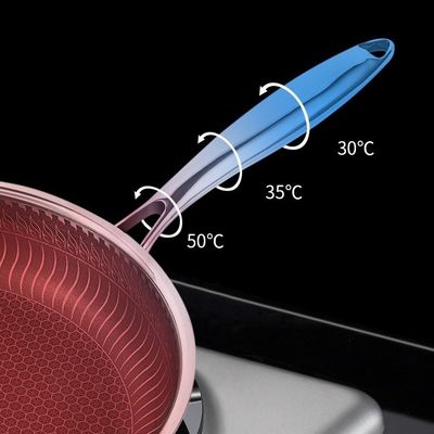 Χάλυβα από ανοξείδωτο χάλυβα Honeycomb Nonstick Wok Fry Pans με γυάλινο καπάκι για φούρνο γενικής χρήσης