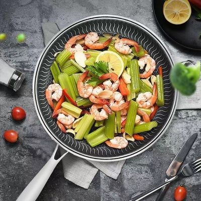 Χάλυβα από ανοξείδωτο χάλυβα Honeycomb Nonstick Wok Fry Pans με γυάλινο καπάκι για φούρνο γενικής χρήσης